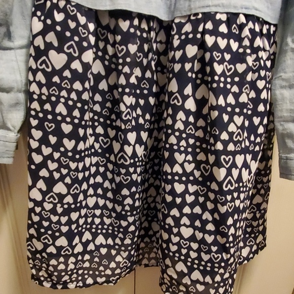 Toddler Girl Chambray And Chiffon heart Dress 5T - Picture 7 of 8